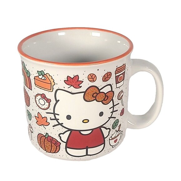 Hello Kitty Fall Thanksgiving Mug Pumpkin Spice Glitter 20oz A17 NEW - Picture 2 of 4